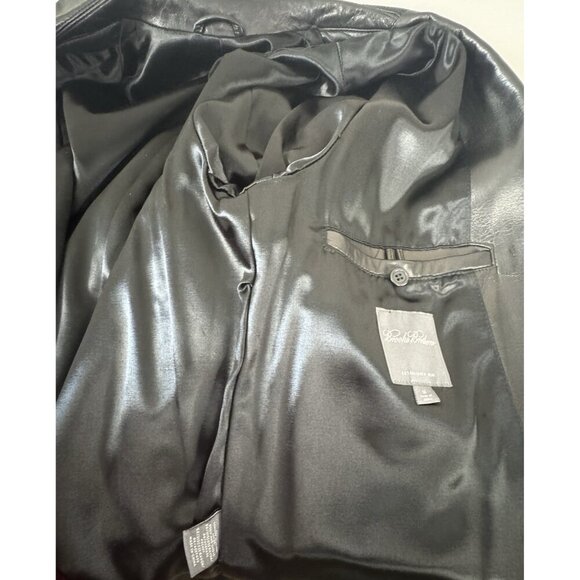 VTG Brooks Brothers Y2K Mens Black Leather Blazer M Old Money Quiet Luxury Layer - Picture 12 of 16